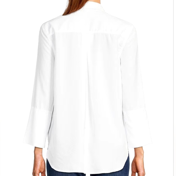 Chelsea & Violet Tencel Point Collar 3/4 Sleeve Shirttail Hem Button Front Shirt - Picture 6 of 7